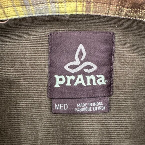 Prana Mens Morrison Yellow Plaid Button Front Long Sleeve Outdoor Medium Shirt - Picture 5 of 8